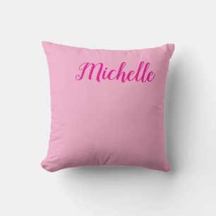 Professional modern handwriting name pink white cushion