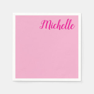 Professional modern handwriting name pink white napkin