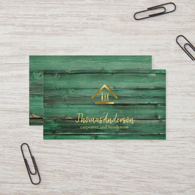 Professional Modern Home Repair Handyman Business Card (Front/Back In Situ)