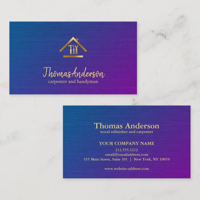 Professional Modern Home Repair Handyman Business Card (Front/Back)