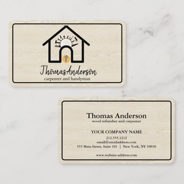 Professional Modern Home Repair Handyman Business Card (Front/Back)