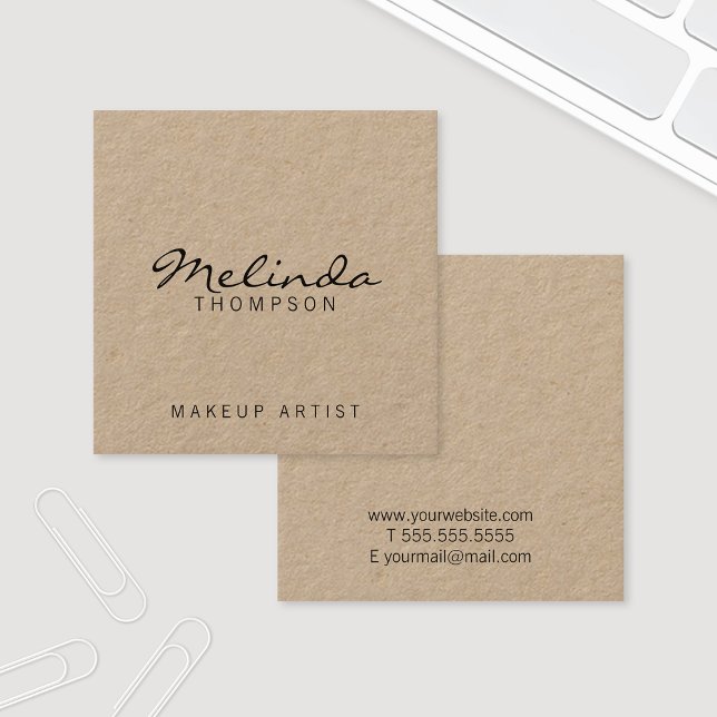 Professional Modern Kraft Paper Square Business Card (Creator Uploaded)