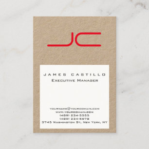 Professional Modern Kraft Paper White Red Monogram Business Card