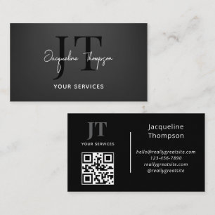 Professional Modern Minimal Typography Black Paper Business Card
