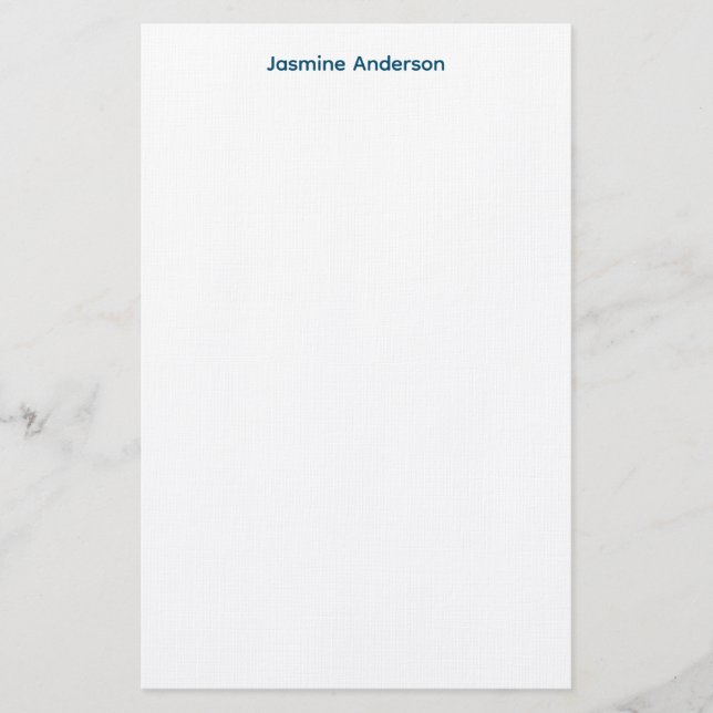 Professional Modern Minimalist Blue White Linen Stationery (Front)