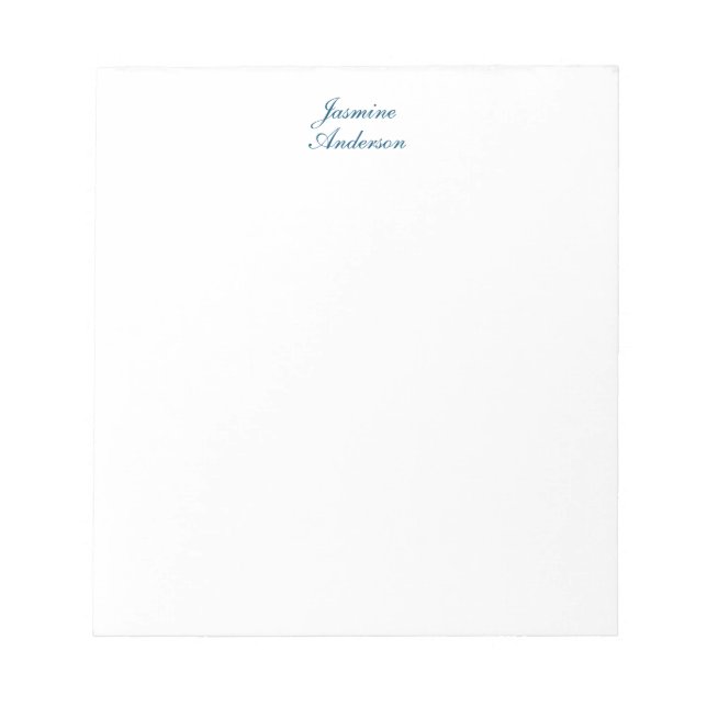 Professional Modern Minimalist Blue White Notepad (Front)