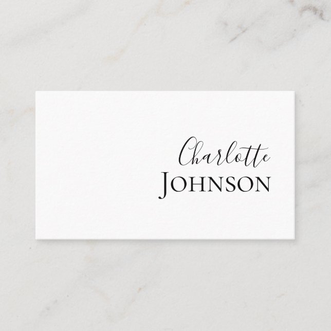 Professional Modern Minimalist Chic Script Business Card (Front)