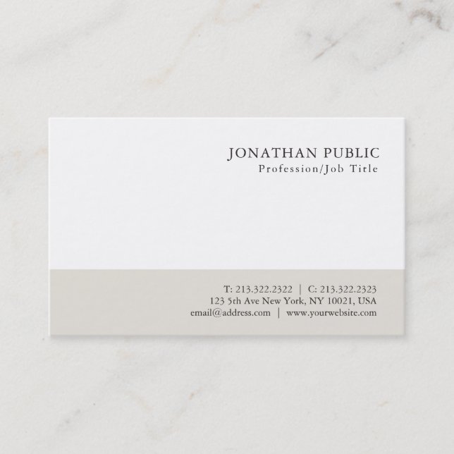 Professional Modern Minimalist Classy Design Business Card (Front)