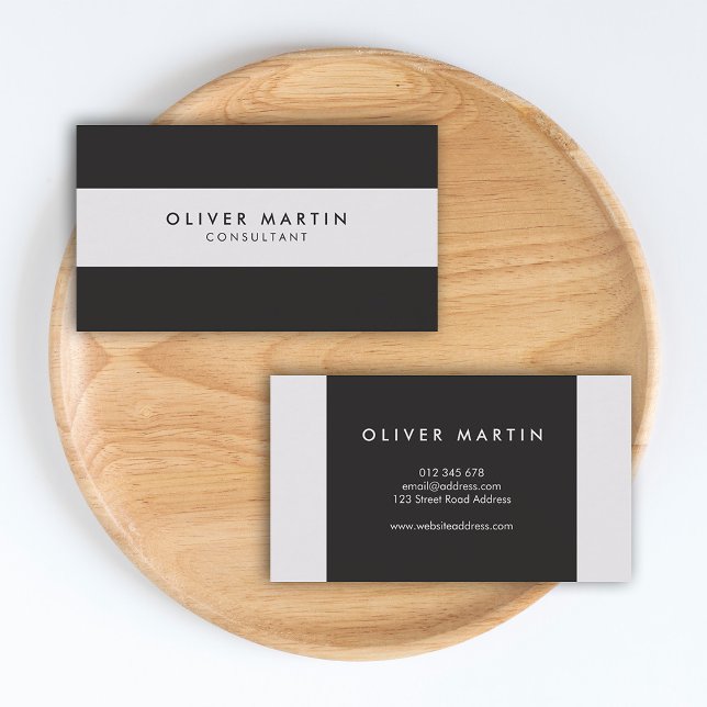 Professional Modern Minimalist Dark and Light Grey Business Card (Creator Uploaded)
