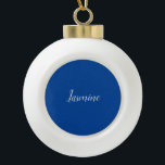 Professional Modern Minimalist Deep Blue  Ceramic Ball Christmas Ornament<br><div class="desc">You Can Easily Change the Fonts,  Background Image and Colour,  Letter Characters.</div>