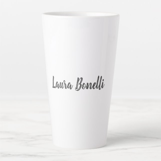 Professional Modern Minimalist Name Calligraphy Latte Mug (Front)