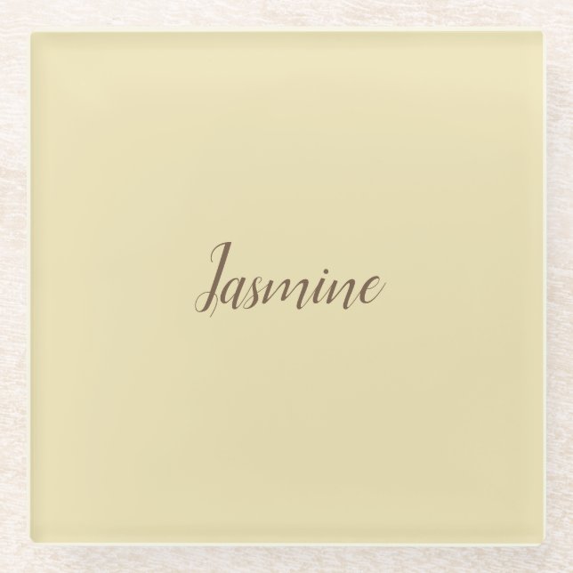 Professional Modern Minimalist Pastel Beige Colour Glass Coaster (Front)