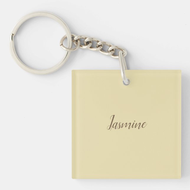 Professional Modern Minimalist Pastel Beige Colour Key Ring (Front)