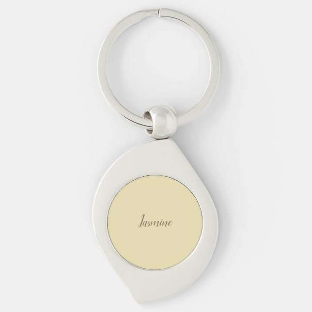 Professional Modern Minimalist Pastel Beige Colour Key Ring (Front)