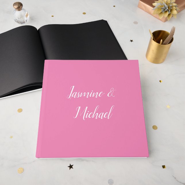 Professional Modern Minimalist Pink Colour Guest Book (Front Open)