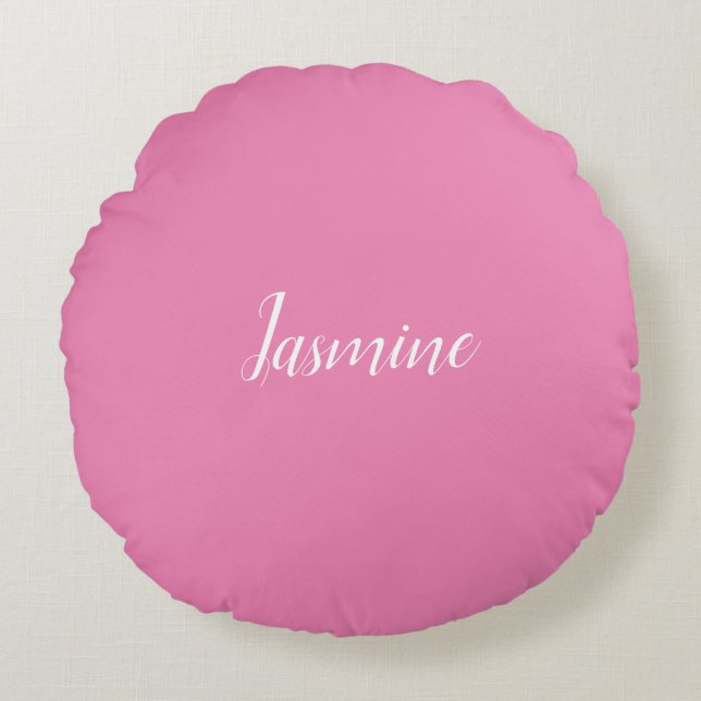 Professional Modern Minimalist Pink Round Cushion (Front)