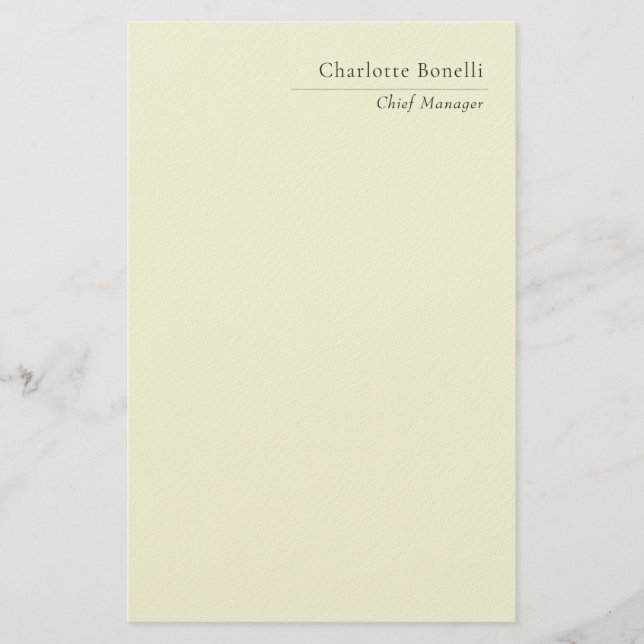 Professional Modern Minimalist Plain Beige Colour Stationery (Front)