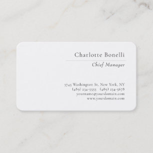 Professional Modern Minimalist Plain Black & White Business Card