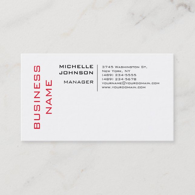 Professional Modern Minimalist Plain Business Card (Front)