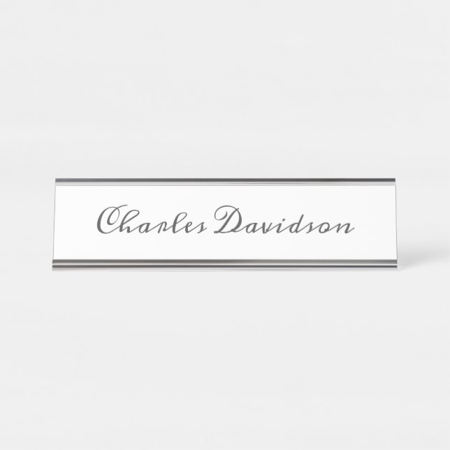 Professional Modern Minimalist Plain Calligraphy Desk Name Plate (Front)