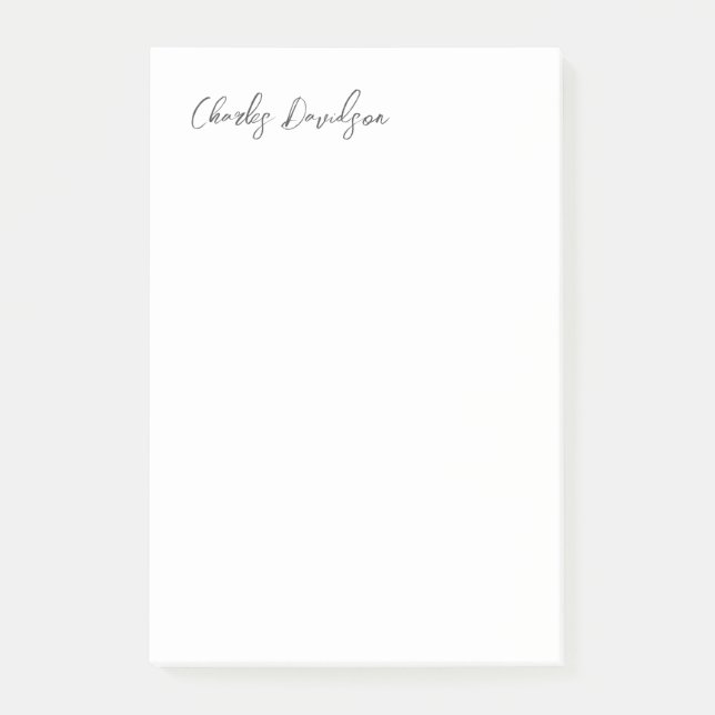 Professional Modern Minimalist Plain Calligraphy Post-it Notes (Front)