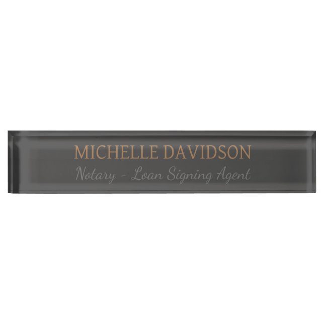 Professional Modern Minimalist Plain Notary Nameplate (Front)