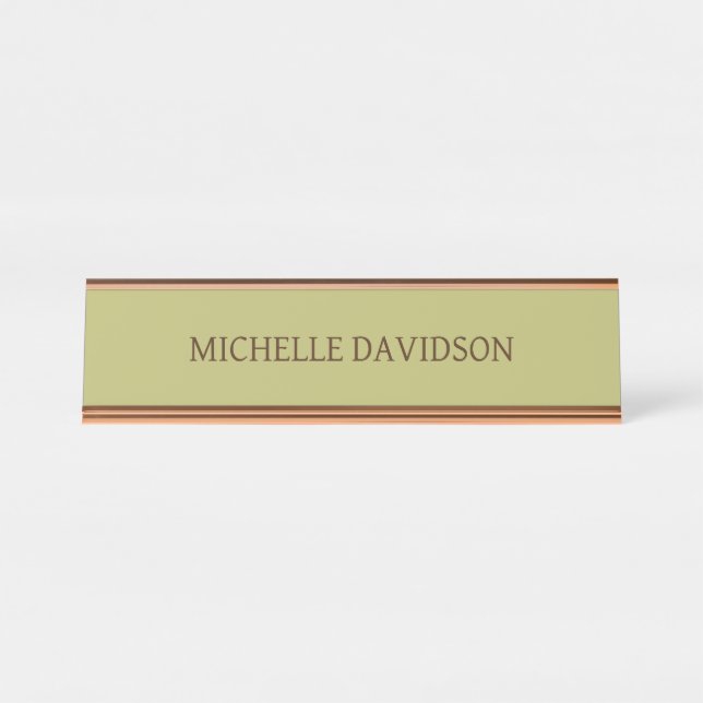 Professional Modern Minimalist Plain Olive Green Desk Name Plate (Front)