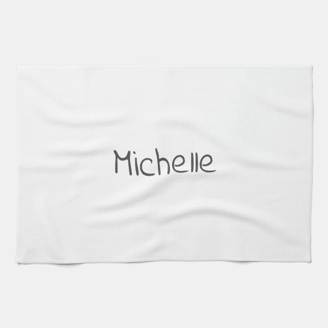 Professional Modern Minimalist Plain Own Name Tea Towel (Horizontal)