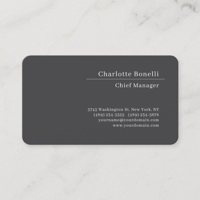 Professional Modern Minimalist Premium Silk Grey  Business Card (Front)