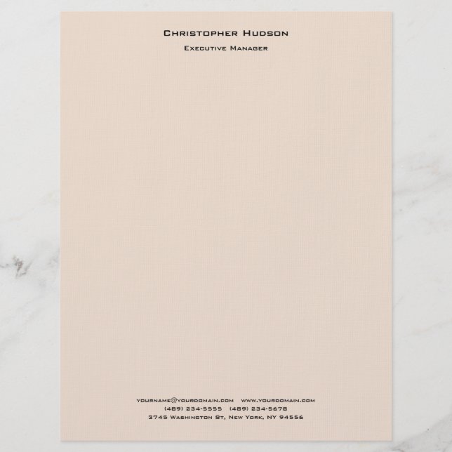 Professional Modern Minimalist Simple Plain Linen Custom Letterhead (Front)