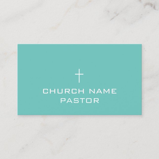 Professional Modern Minimalist Teal Cross Business Card (Front)