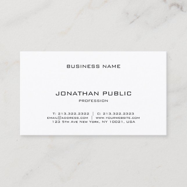 Professional Modern Minimalistic Elegant Simple Business Card (Front)