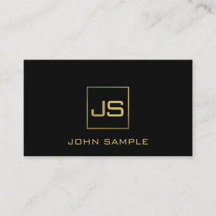 Professional Modern Monogram Elegant Black Gold Business Card