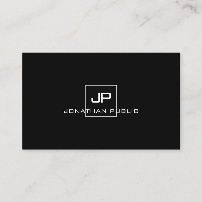 Professional Modern Monogram Elegant Black White Business Card (Front)
