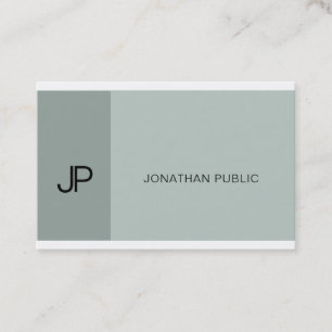 Professional Modern Monogram Elegant Blue Green Business Card