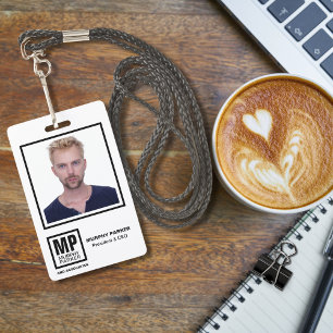 Professional Modern Monogram Logo Photo Employee ID Badge