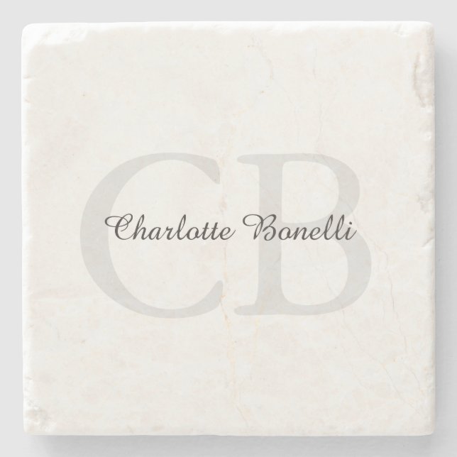 Professional Modern Monogram Minimalist Creation Stone Coaster (Front)