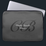 Professional Modern Monogram Minimalist Grey Laptop Sleeve<br><div class="desc">You Can Easily Change the Fonts,  Bacground Image and Colour,  Letter Characters.</div>