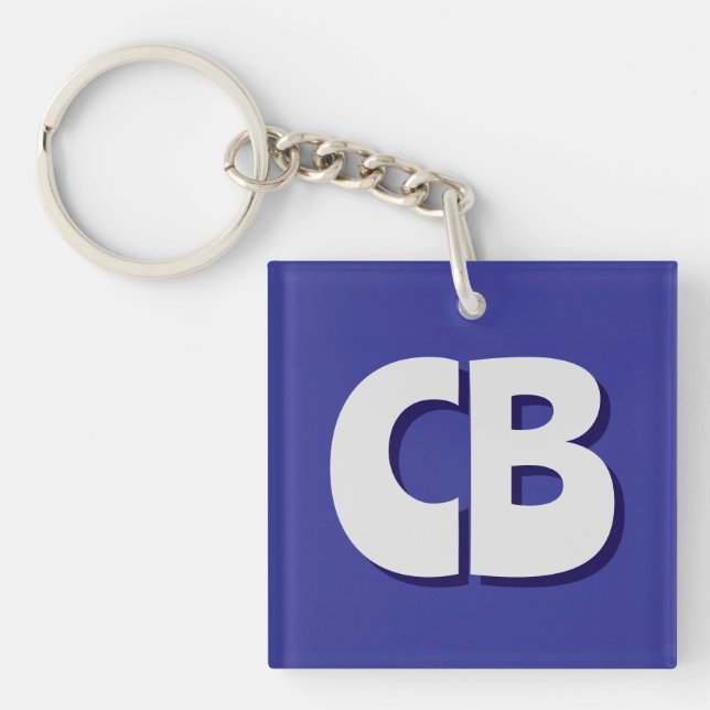 Professional Modern Monogram Minimalist Initials Key Ring (Front)