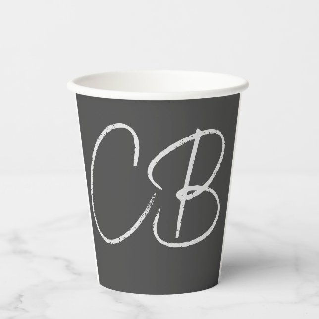 Professional Modern Monogram Minimalist Initials Paper Cups (Front)