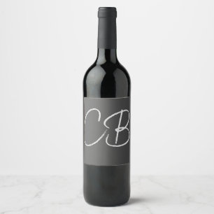 Professional Modern Monogram Minimalist Initials Wine Label