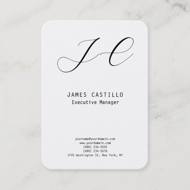 Professional Modern Monogram Minimalist Plain Bold Business Card (Front)