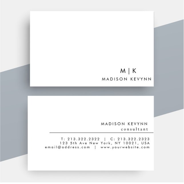 Professional Modern Monogram Minimalist Plain Business Card (Creator Uploaded)