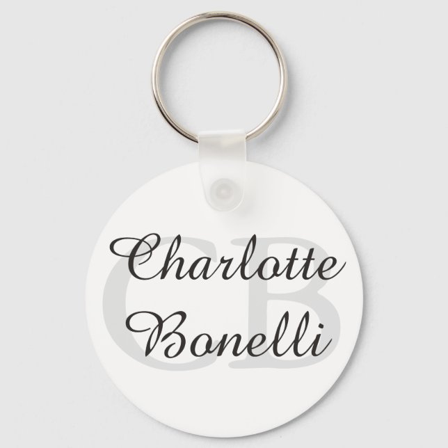 Professional Modern Monogram Name Minimalist Key Ring (Front)