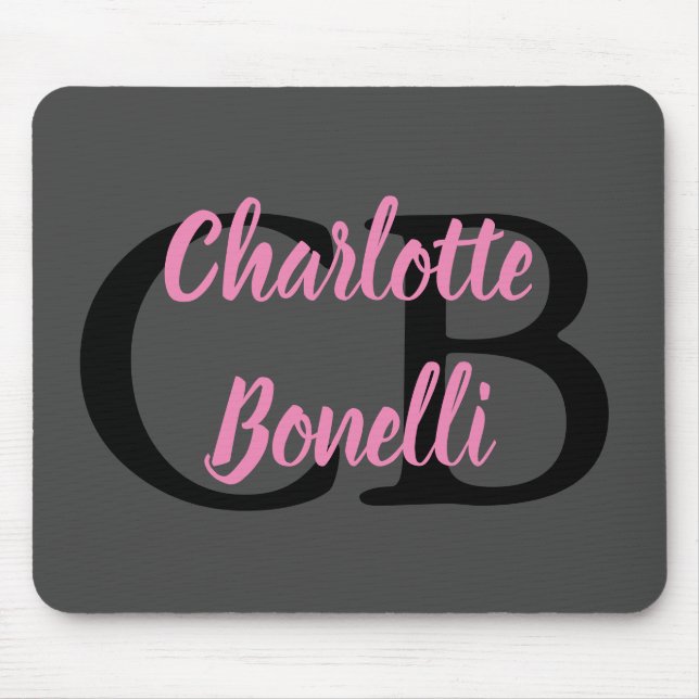 Professional Modern Monogram Name Minimalist Mouse Pad (Front)