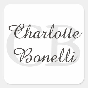 Professional Modern Monogram Name Minimalist Square Sticker