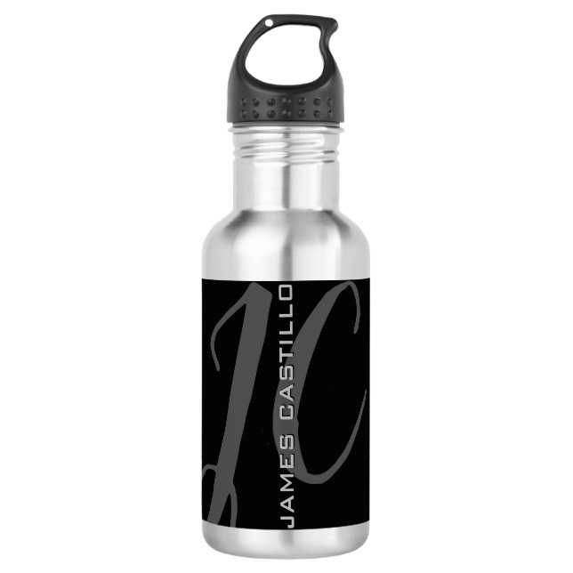 Professional Modern Monogrammed Minimalist 710 Ml Water Bottle (Front)