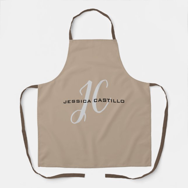 Professional Modern Monogrammed Minimalist Apron (Front)