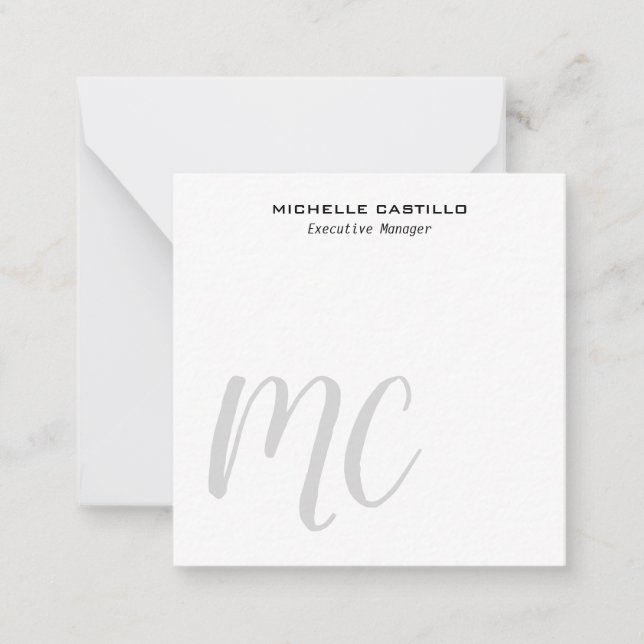 Professional Modern Monogrammed Minimalist Card (Front)