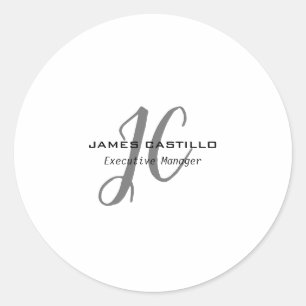 Professional Modern Monogrammed Minimalist Classic Round Sticker